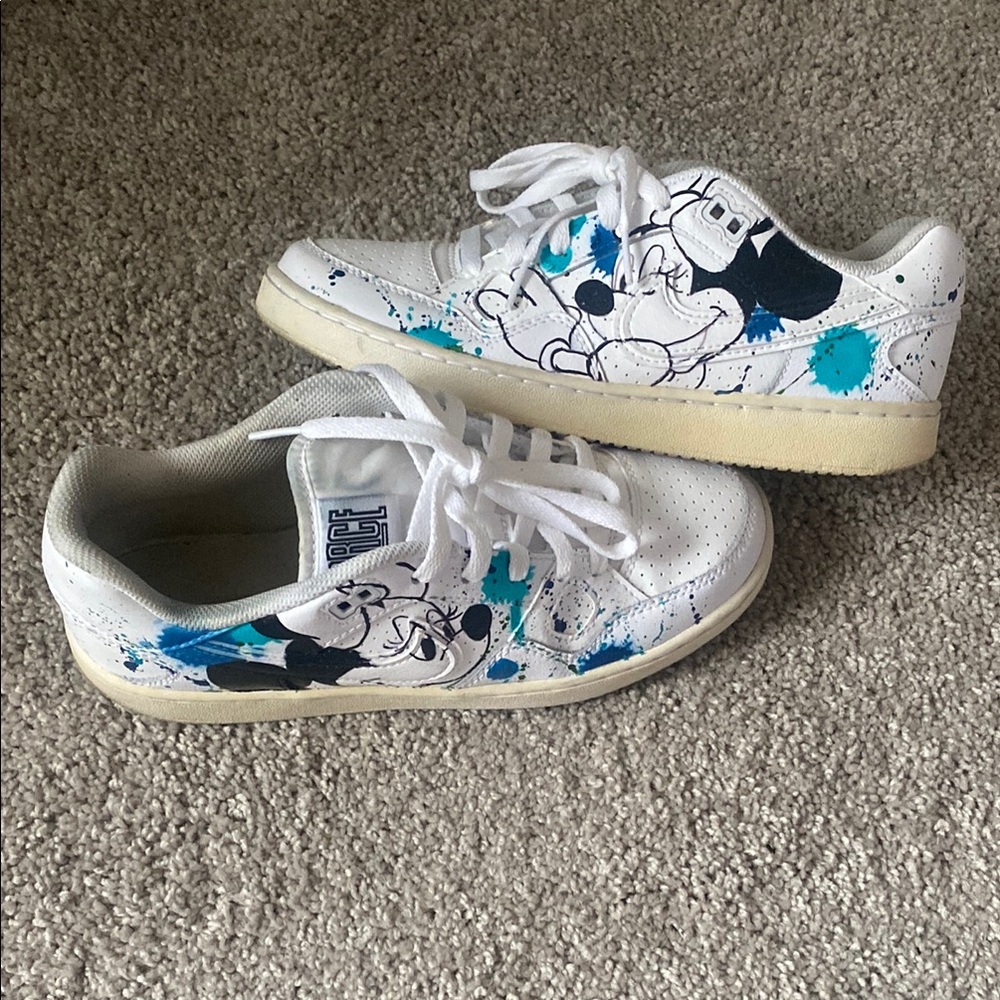 Kids White and Blue custom Minnie Mouse Character Sneakers